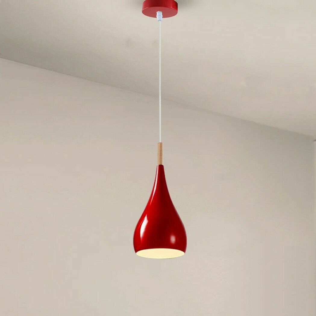 Modern Metal Shade Single Pendant Light - E27 Base, Colorful, Adjustable Cable