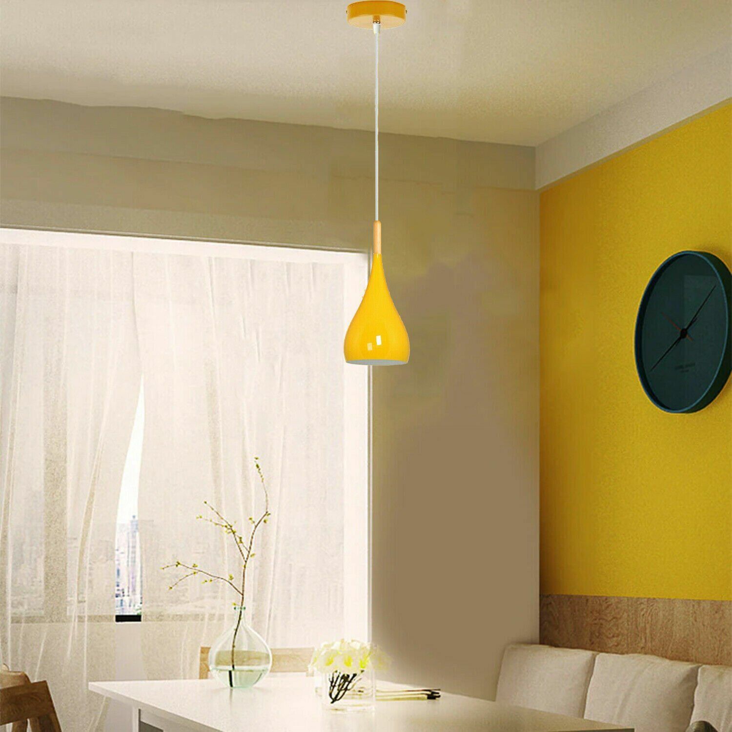 Modern Metal Shade Single Pendant Light - E27 Base, Colorful, Adjustable Cable