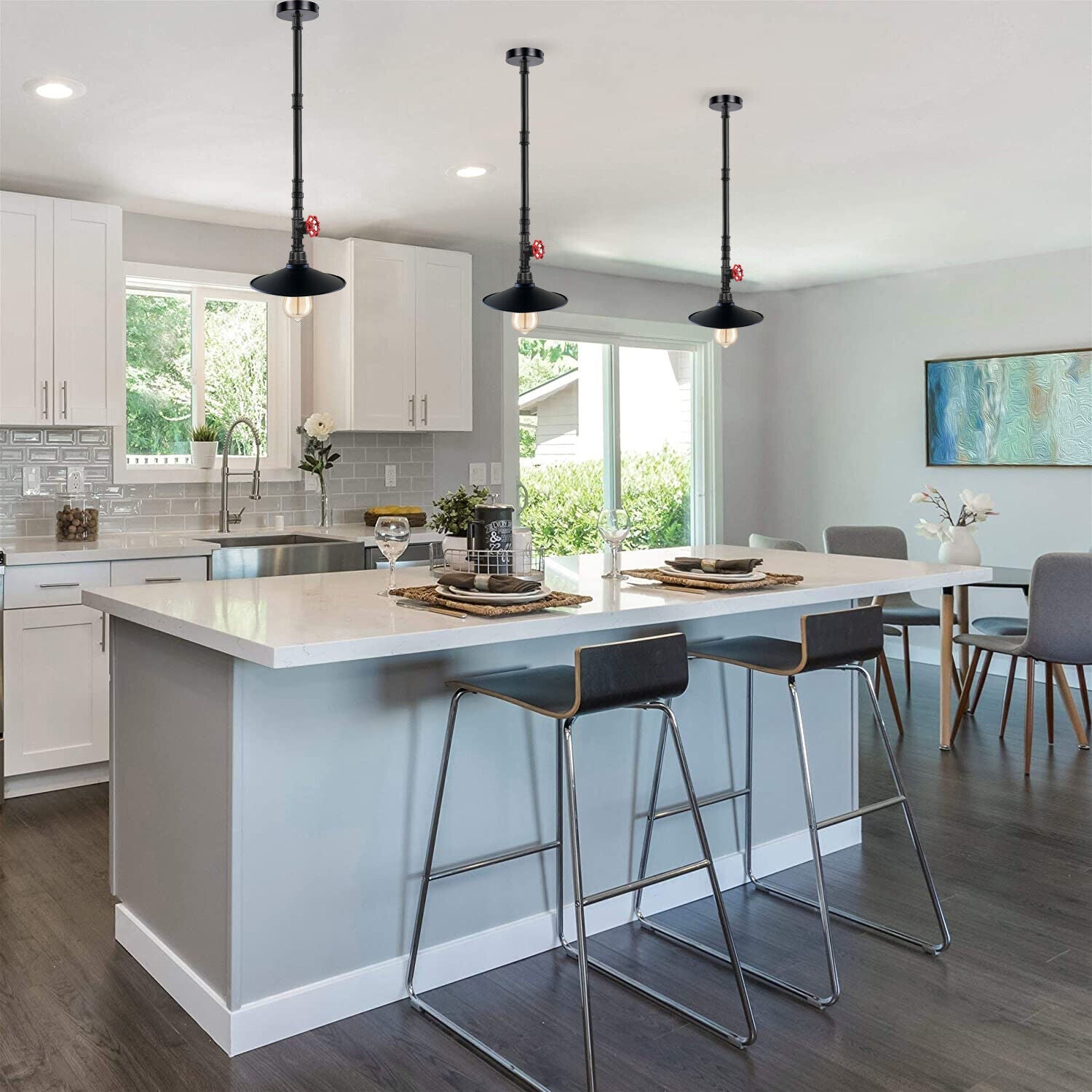 Industrial pendant light Galvanized steampunk light~5774