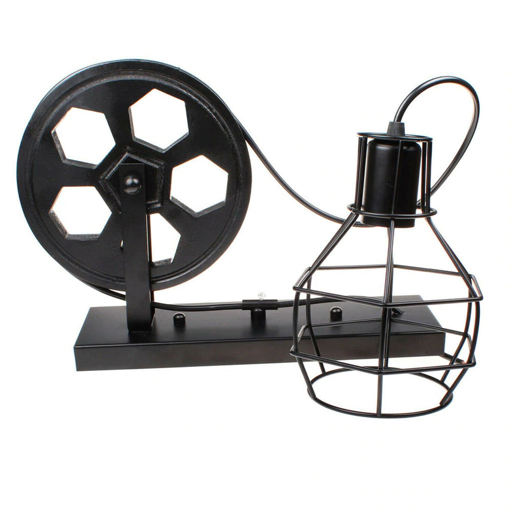 Vintage Industrial Metal Wood Pulley Wall Sconce Light Adjustable Retro Design