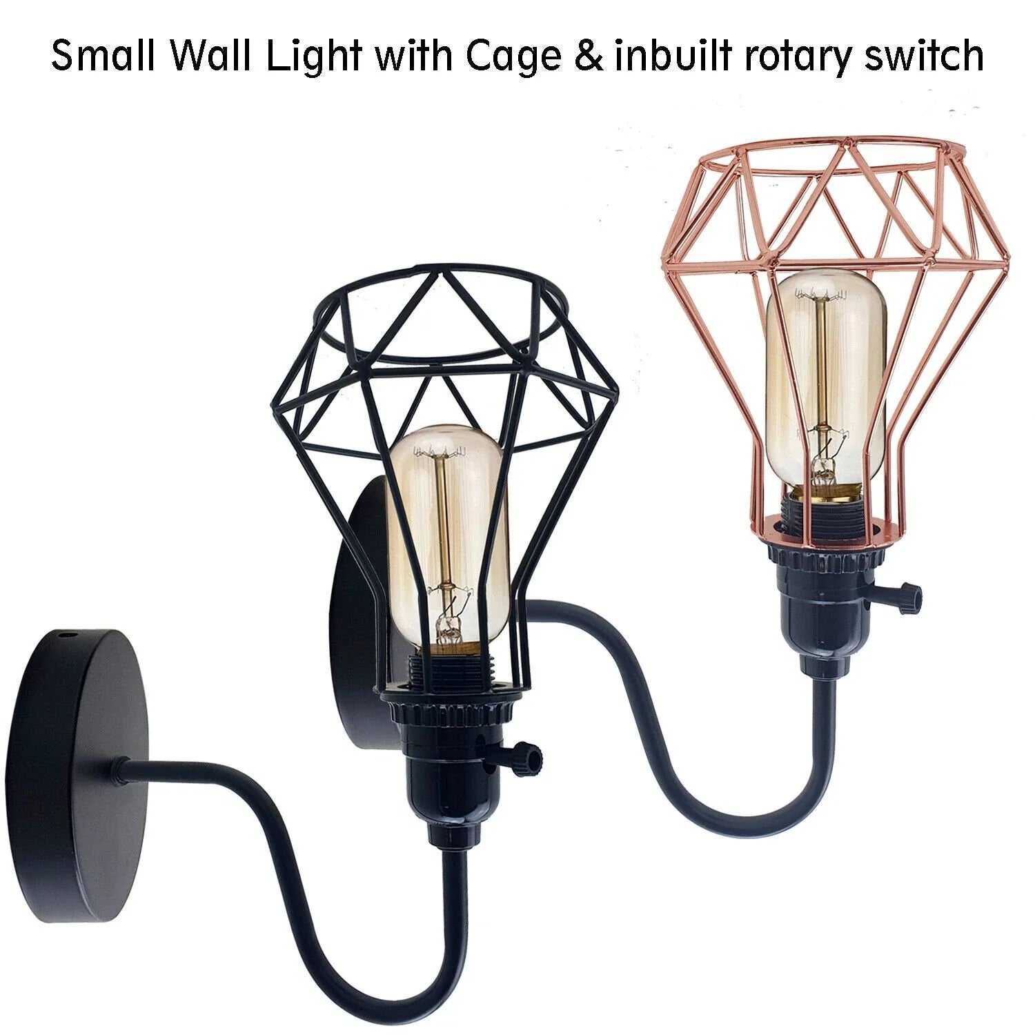 Industrial Vintage Wall Sconce – Geometric Metal Cage E27 Lamp ~5645