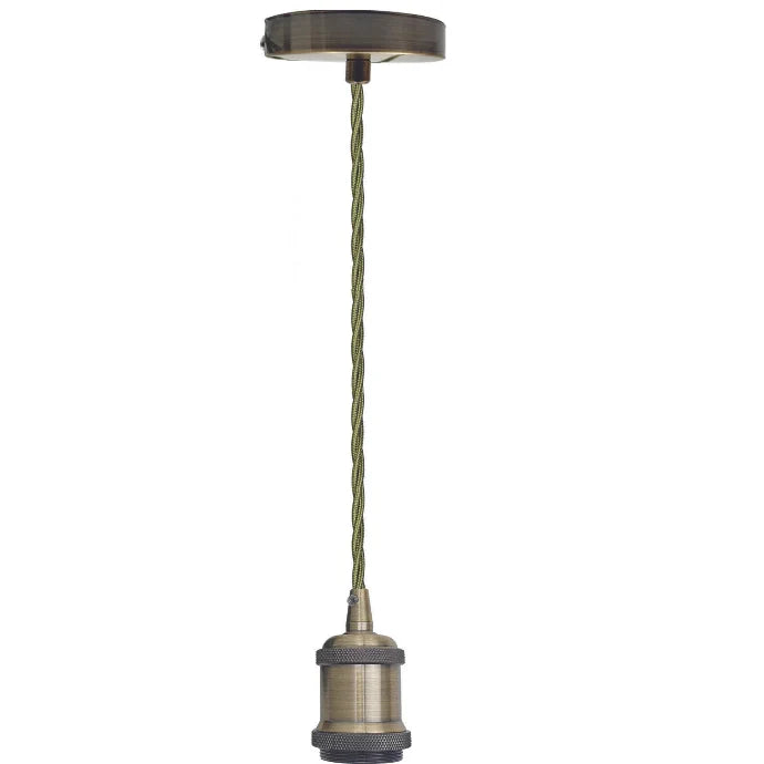 2 Meter Fabric Flex Twisted Cable E27 Pendant Light Fixture Set