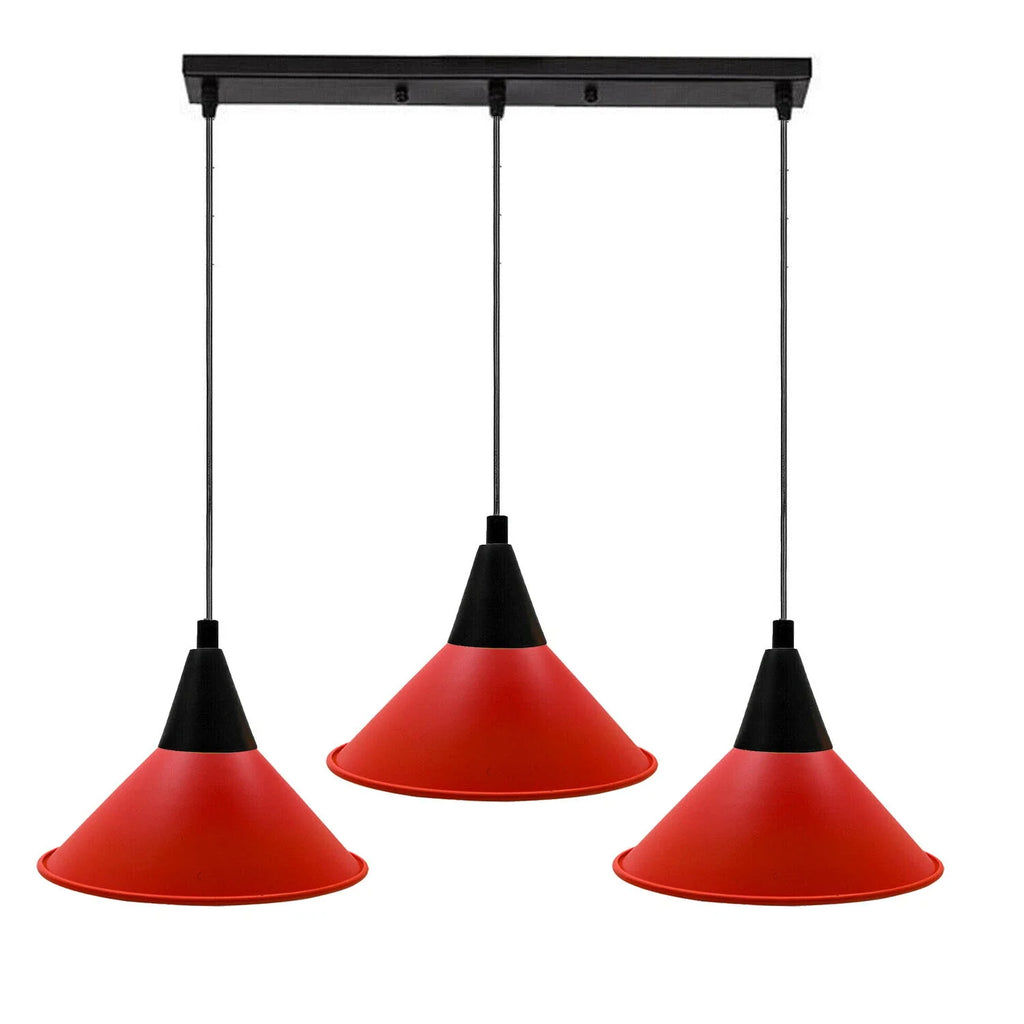 Modern 3-Head Multi-Color Ceiling Pendant Light Fixture with Adjustable Dome Shades