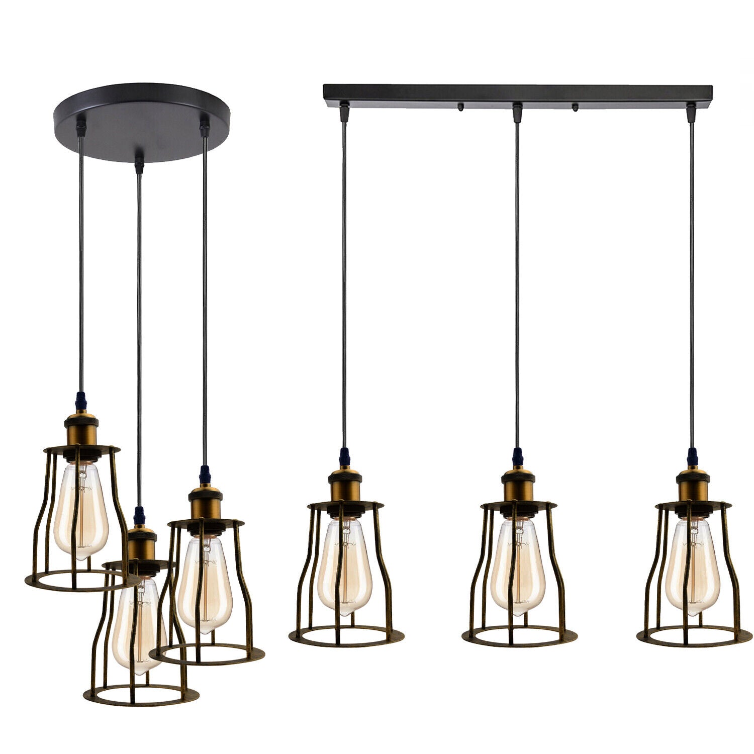 Vintage Industrial Ceiling Pendant Light Fitting Wire Cage Hanging Retro Lamp ~6185