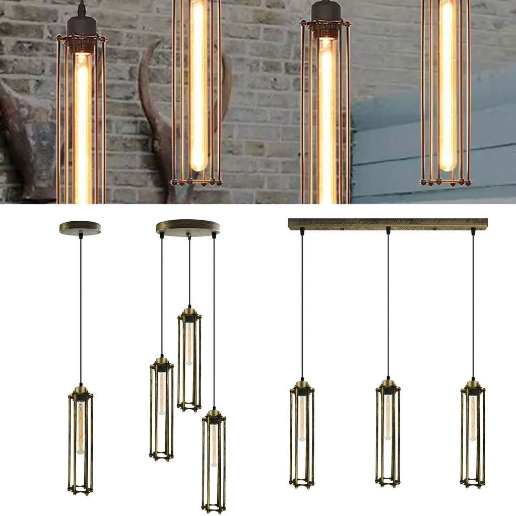 Industrial Metal Cage Pendant Light, Retro Hanging Ceiling Lamp Fixture