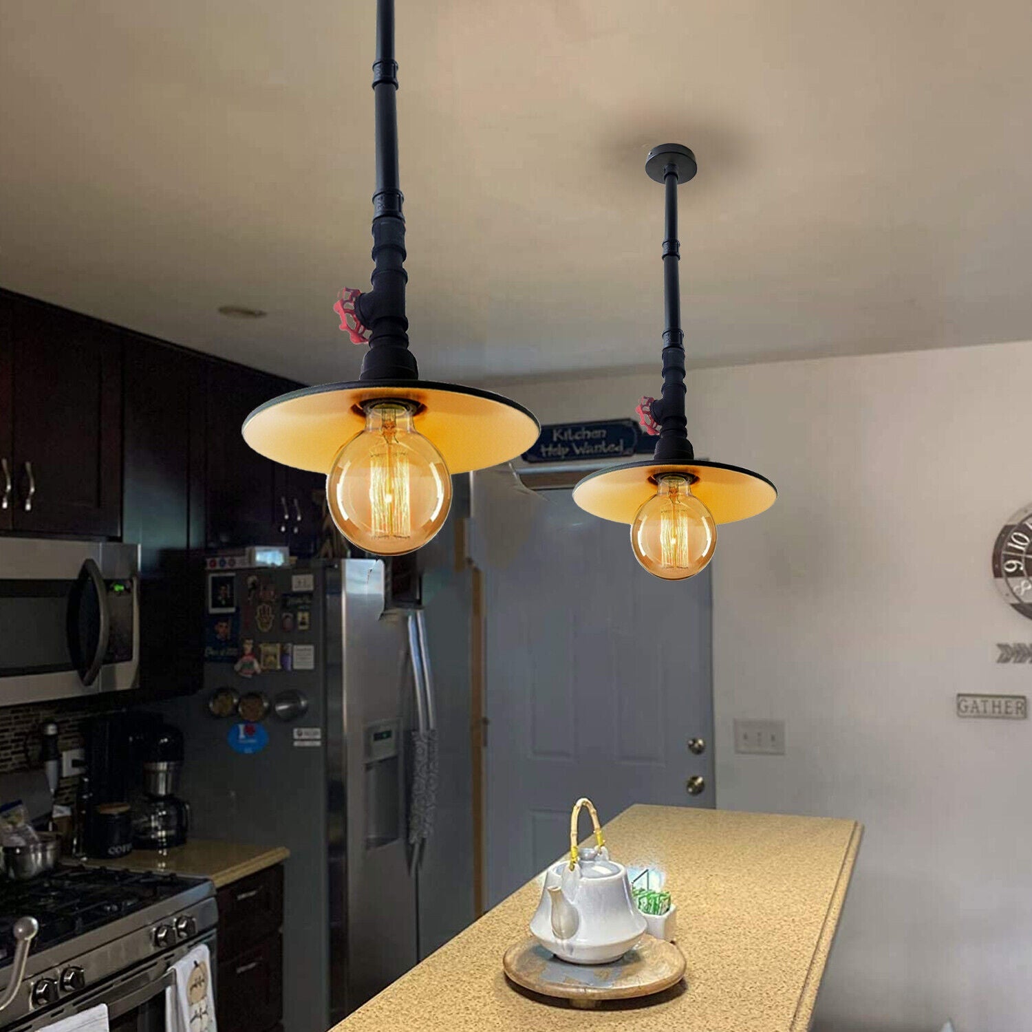 Industrial Galvanized Metal Pendant Light, Steampunk Style Ceiling Lamp Shade