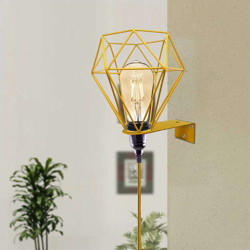 Modern Industrial Plug-in Metal Swing Arm Wall Light, Built-in Dimmer