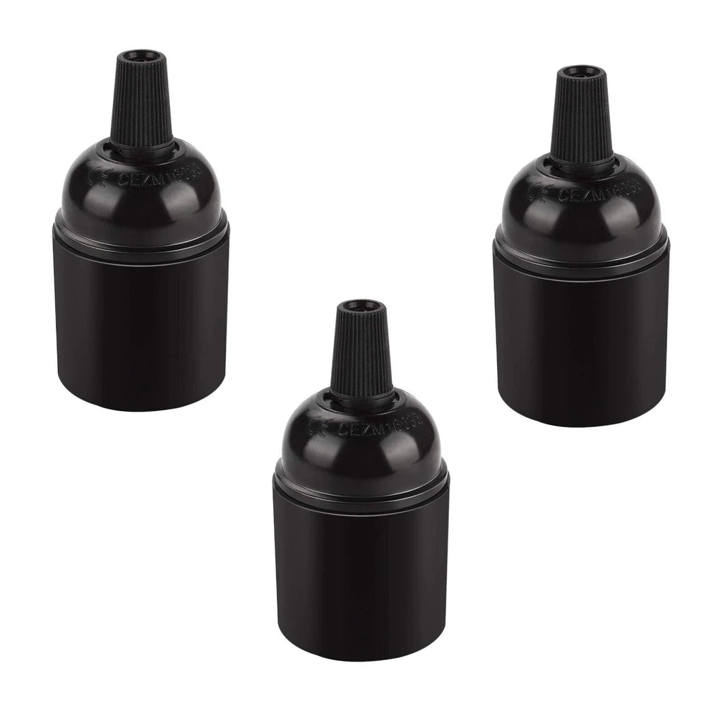 Black E27 Screw Light Bulb Holder Lamp Base Socket for Modern Lighting