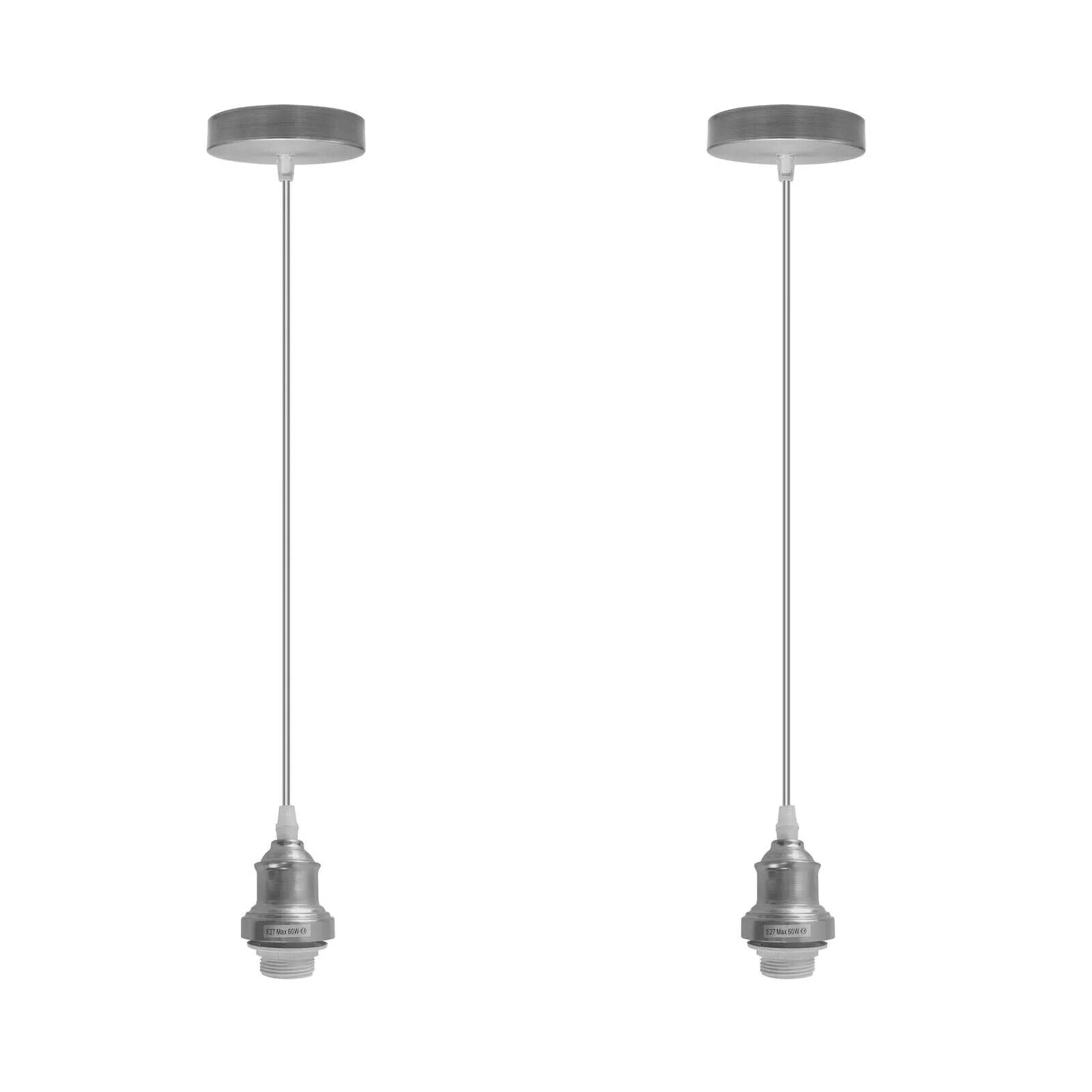 Vintage Satin Nickel E27 Pendant Light Fitting with Adjustable Cord