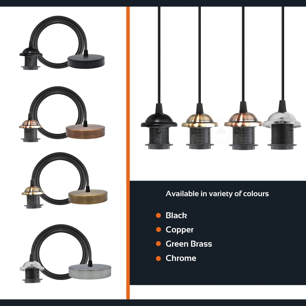 Industrial Metal E27 Adjustable Ceiling Pendant Light Hanging Fixture