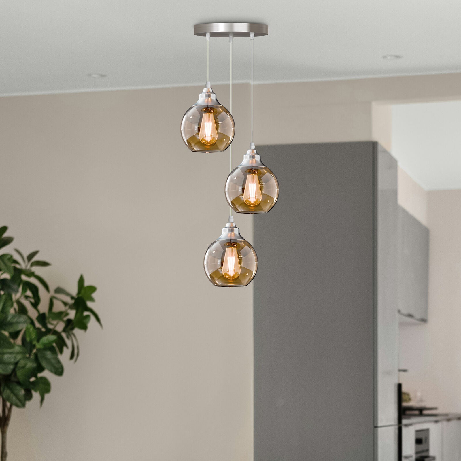 Luxury Modern 3-Light Glass Teardrop Pendant Chandelier Lighting Fixture