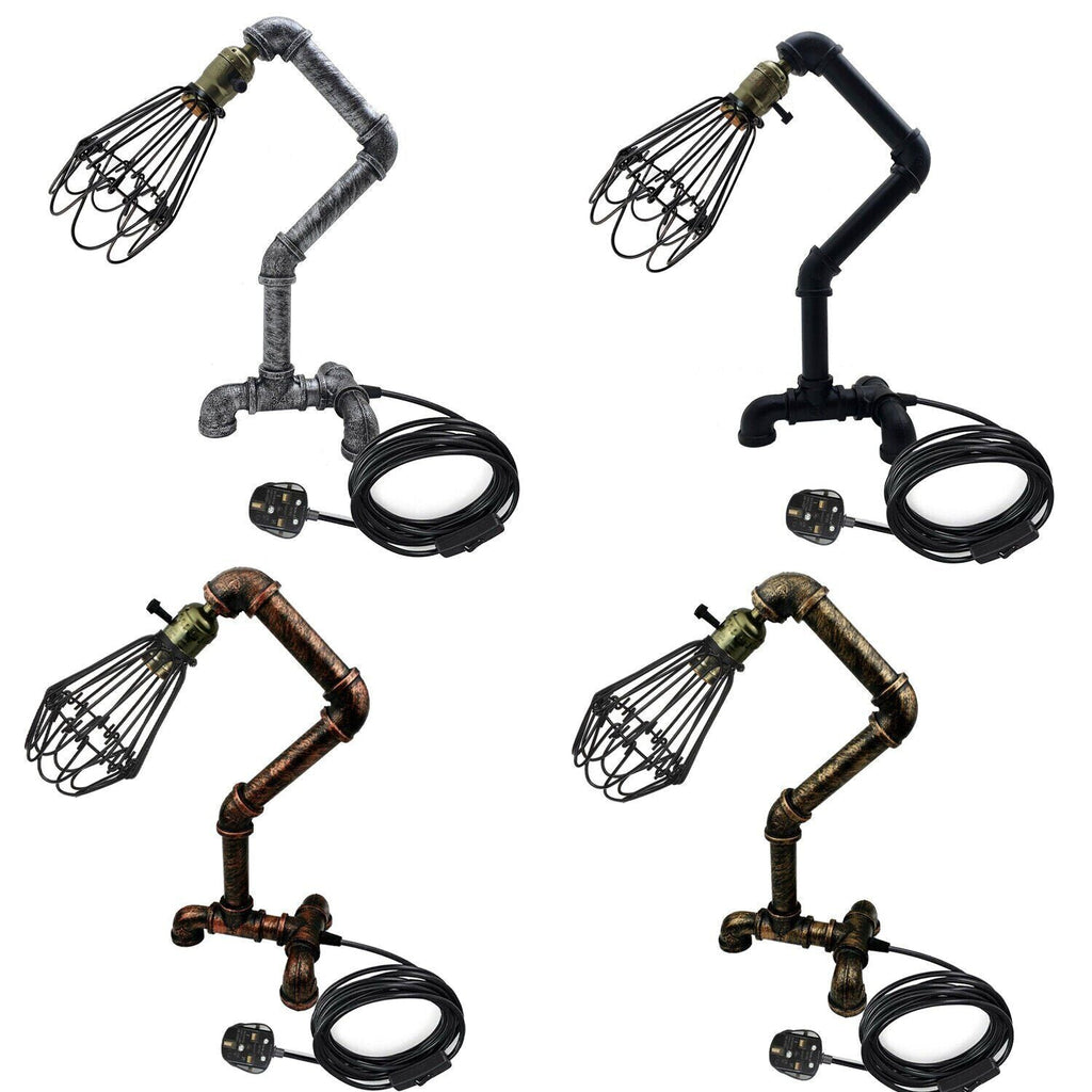 Steampunk Water Pipe Desk Lamp Retro Plugin Lighting ~6091