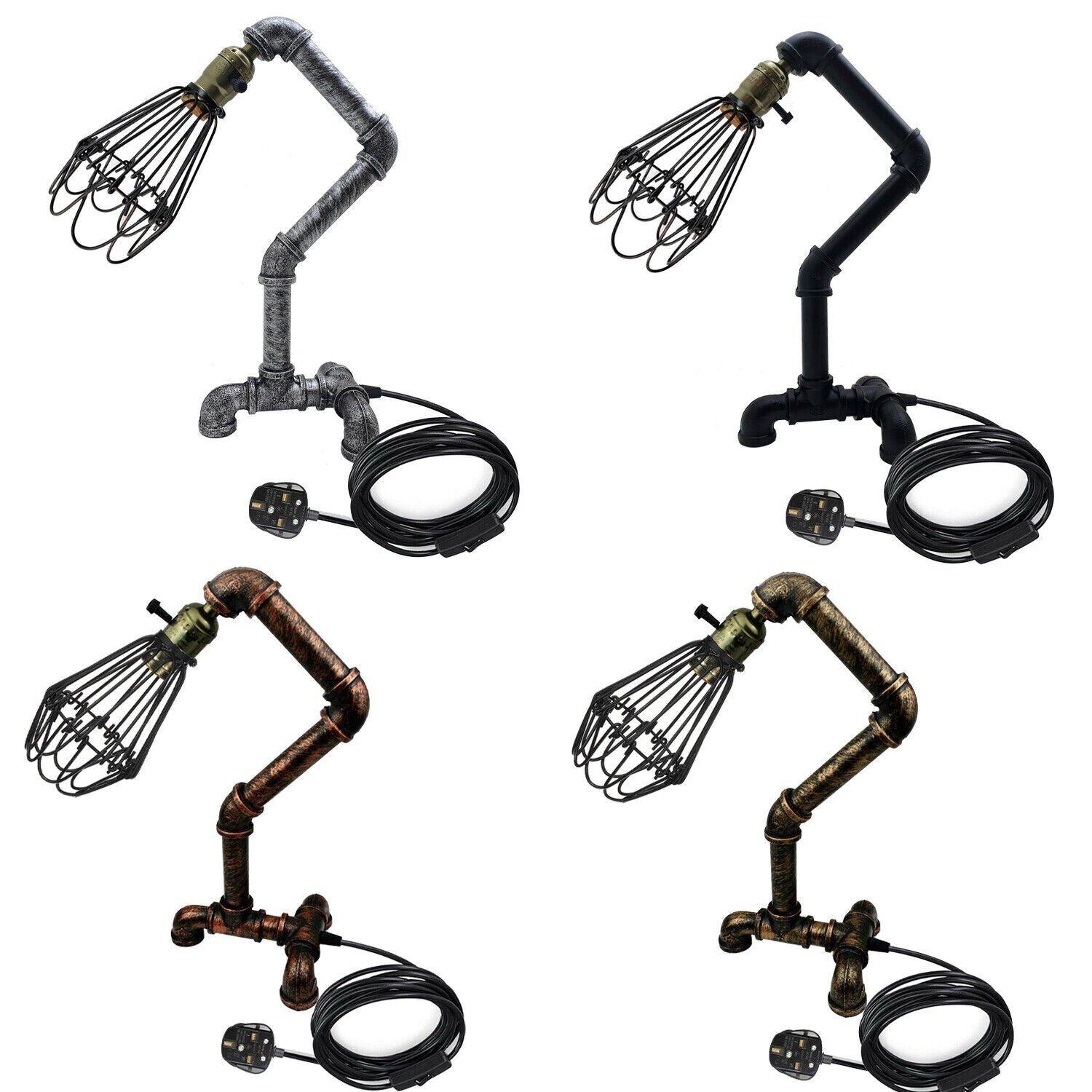 Steampunk Water Pipe Desk Lamp Retro Plugin Lighting ~6091