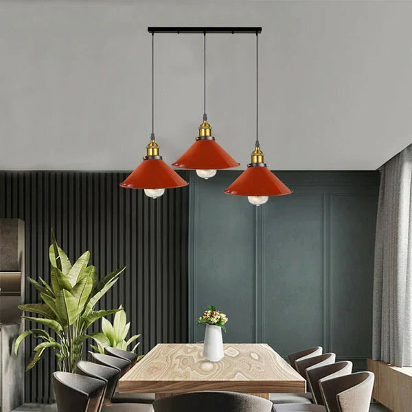 Modern 3-Light Metal Cone Pendant Ceiling Fixture: Adjustable Height Designer Lighting
