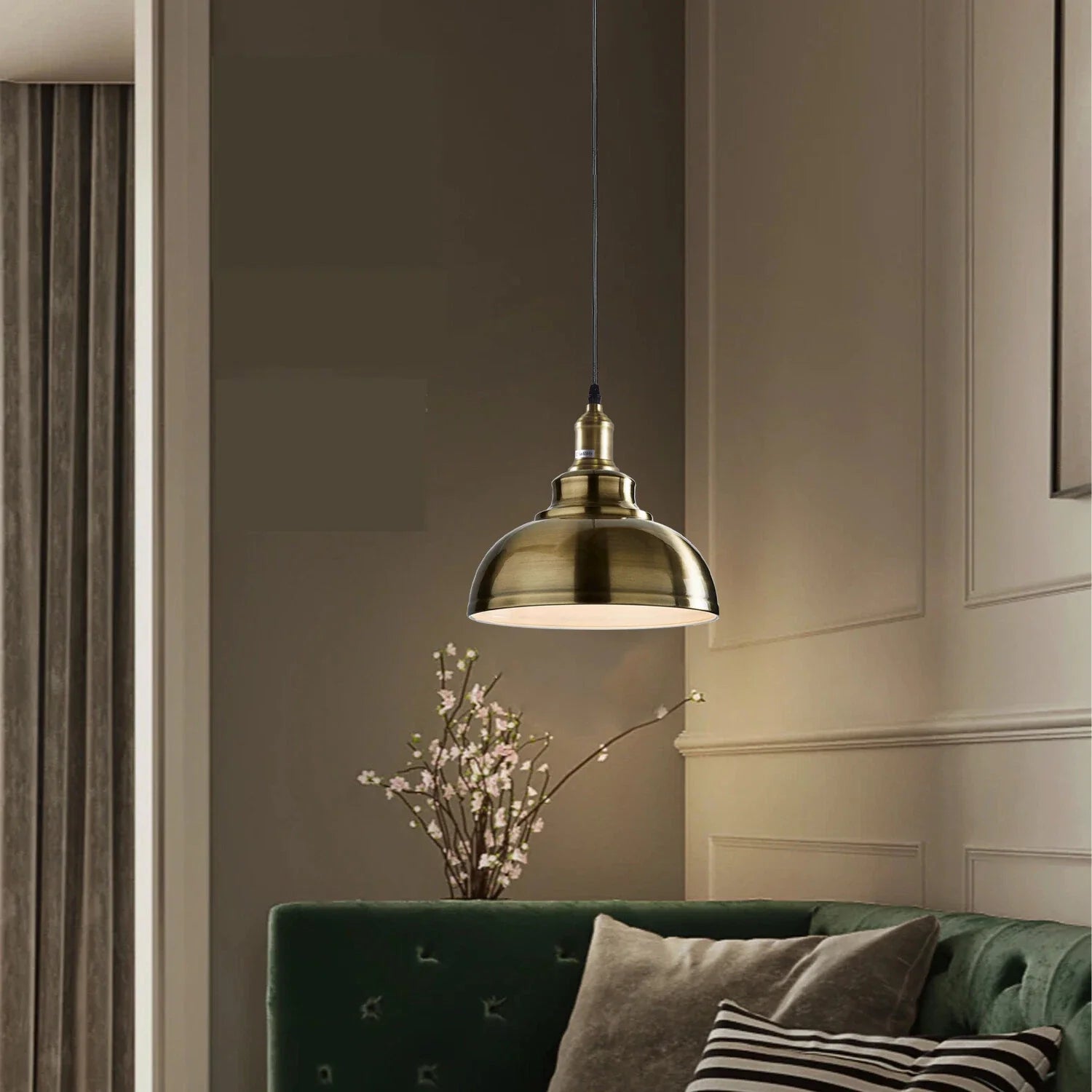 Retro Industrial Pendant Light with E27 Holder, Metal PVC Hanging Lamp