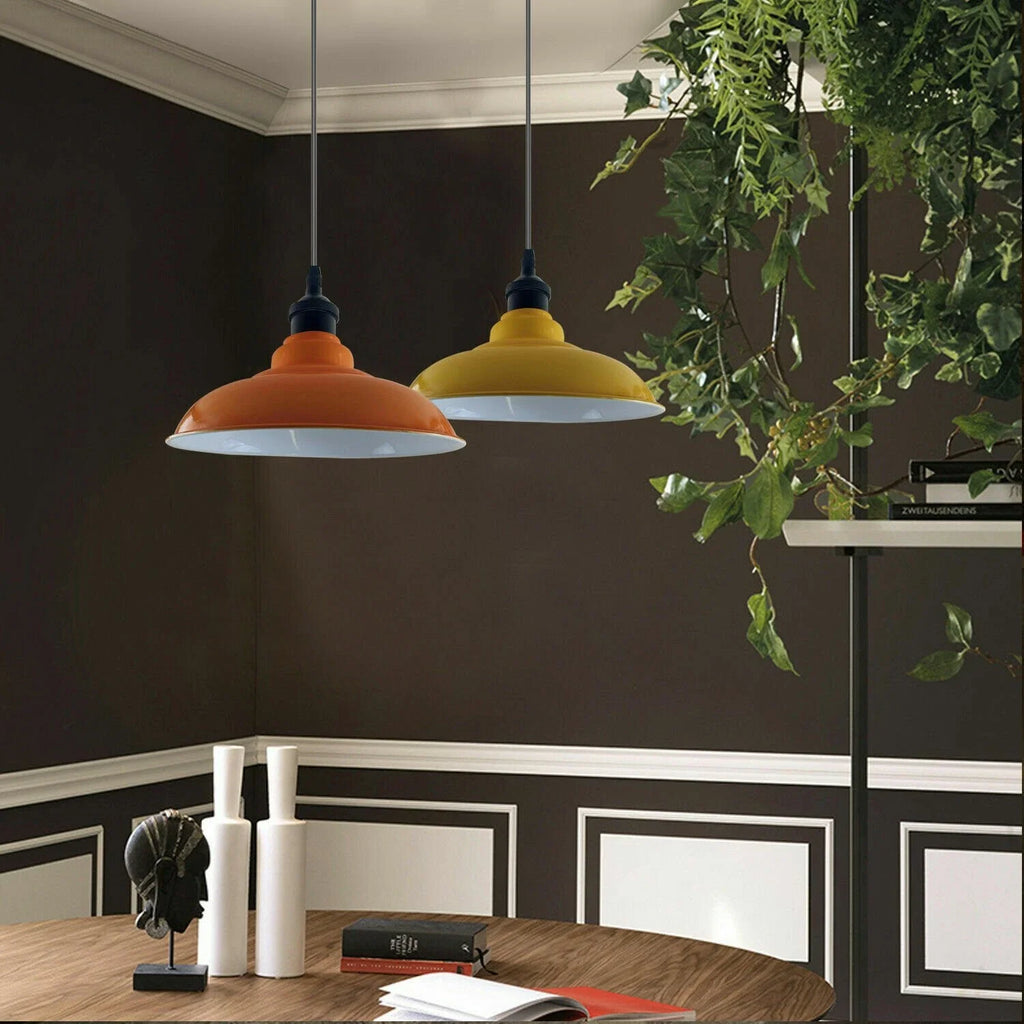 Vintage Industrial Metal Dome Pendant Light E27 Adjustable Retro Ceiling Lamp
