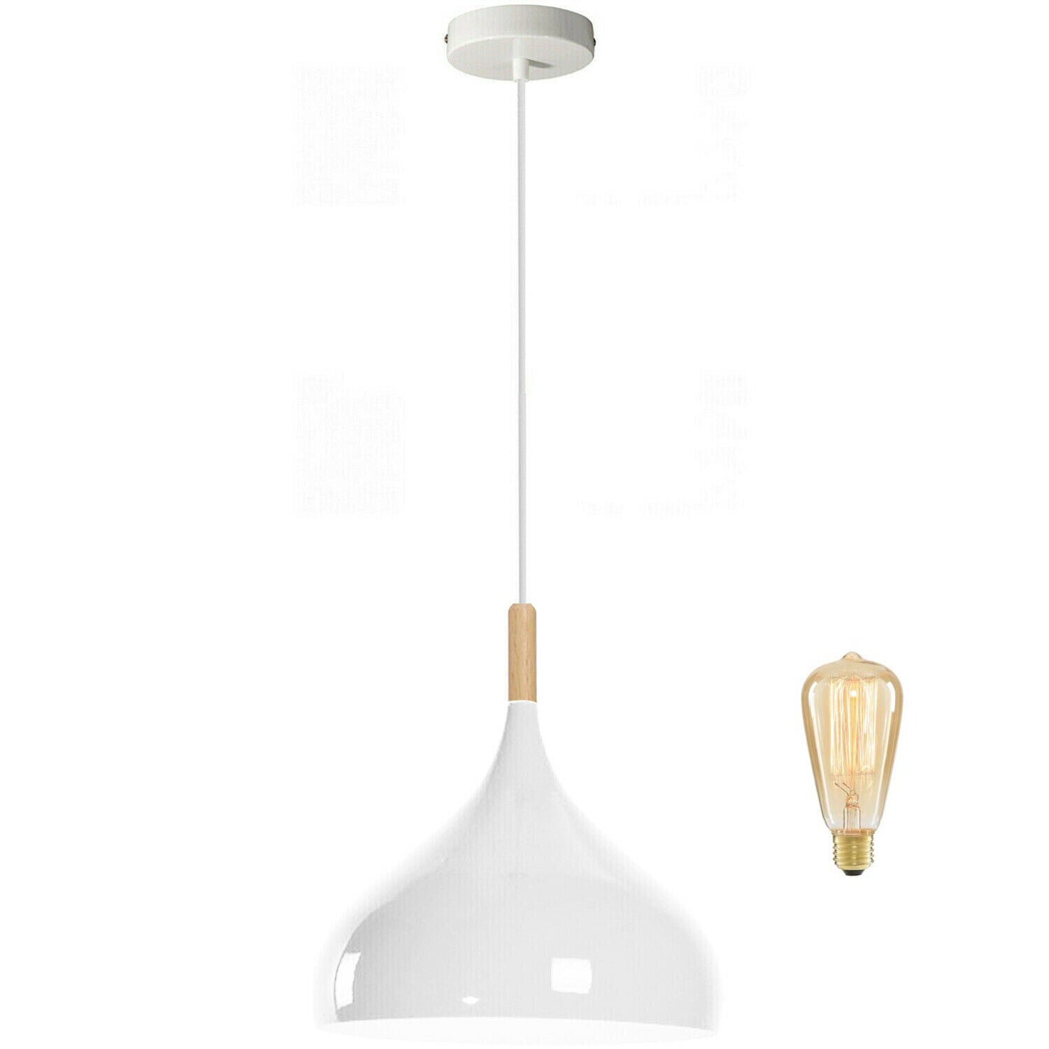 Modern White Metal Pendant Light for Kitchen Island & Dining Room