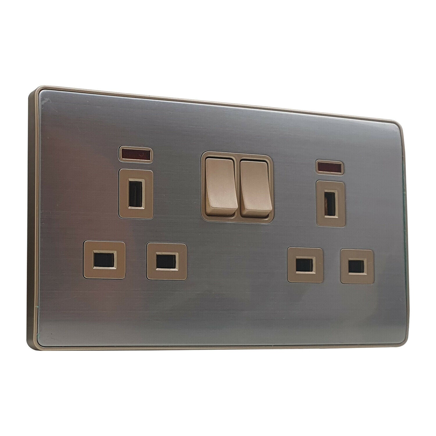 Modern Screwless Flat Plate 13A Wall Socket with Dual USB Charging Ports