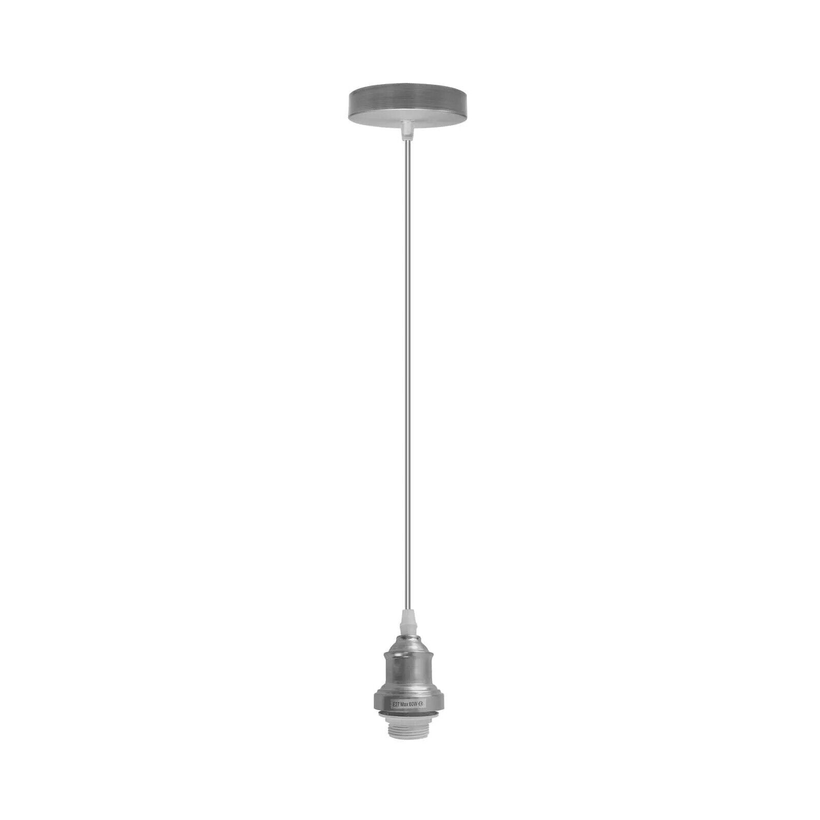 Vintage Satin Nickel E27 Pendant Light Fitting with Adjustable Cord
