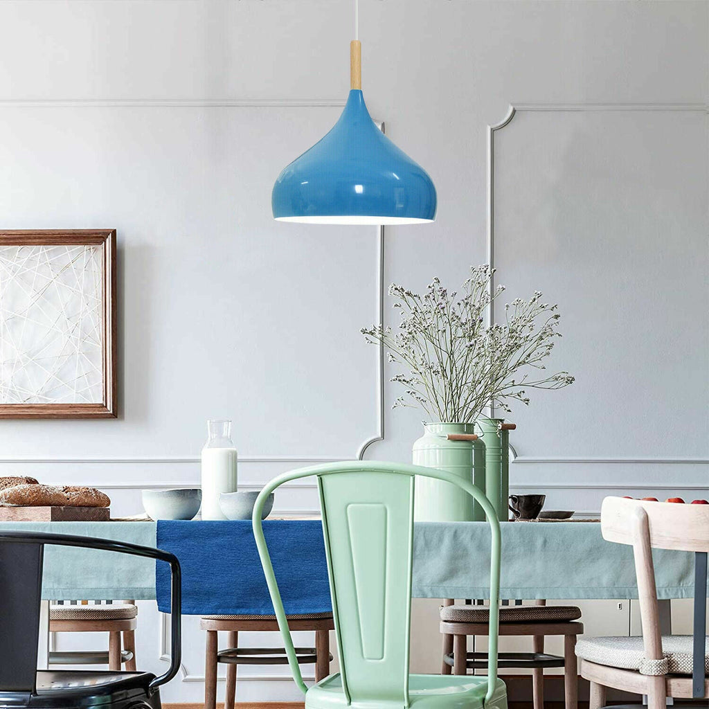 Modern Industrial Metal Dome Pendant Ceiling Light Multi-Color Shade Hanging Lamp