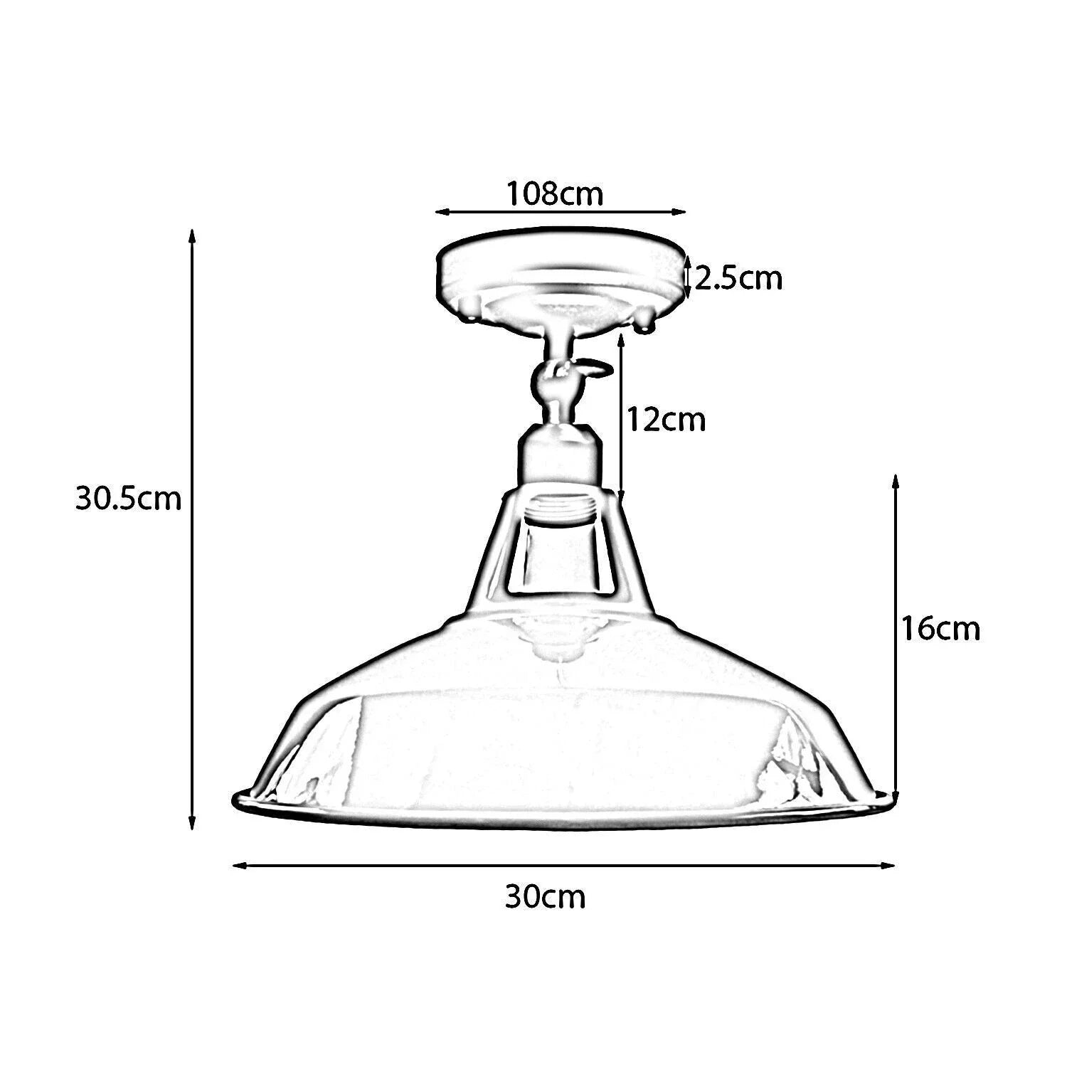 Vintage Ceiling Light Retro Semi Flush Metal Mount Ceiling Lamp ~6177