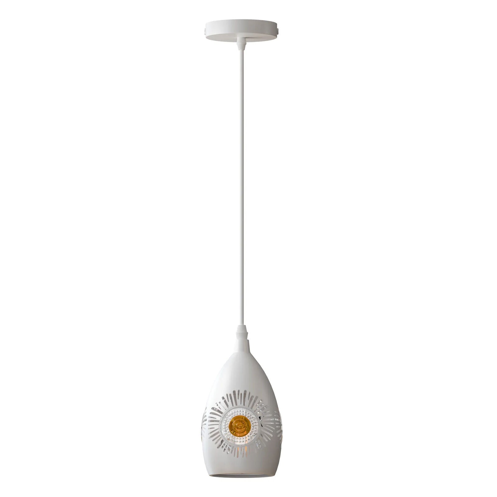 Modern White Metal E27 Pendant Light Industrial Hanging Ceiling Lamp