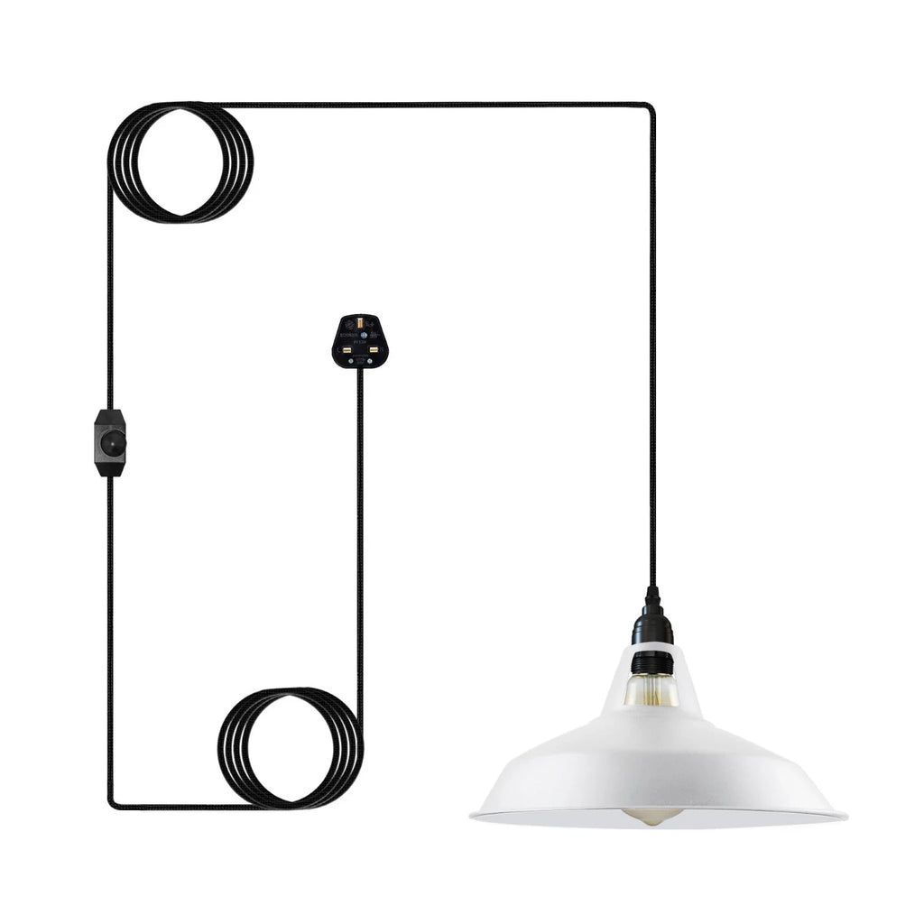 Industrial Plug-in Hanging Pendant Light with 12 Inch Shade and Dimmer Switch