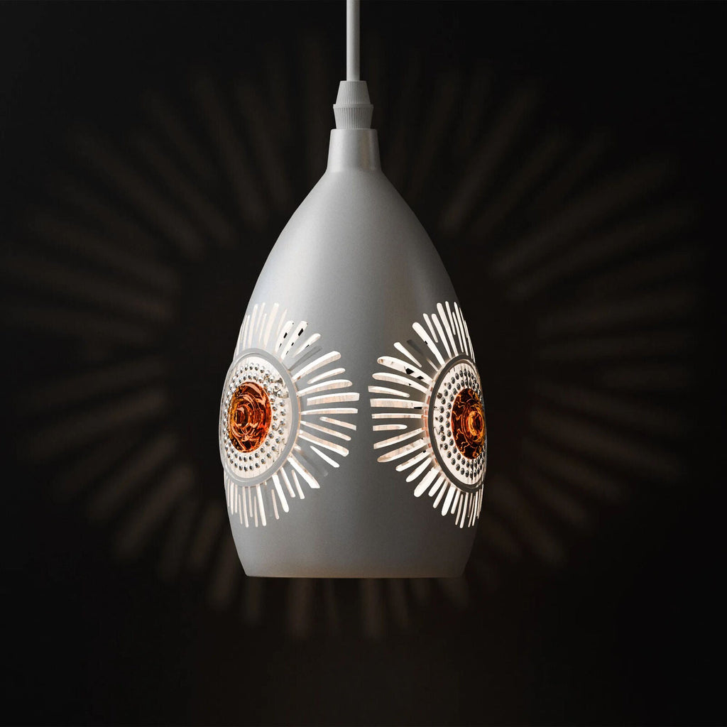 Modern White Metal E27 Pendant Light Industrial Hanging Ceiling Lamp