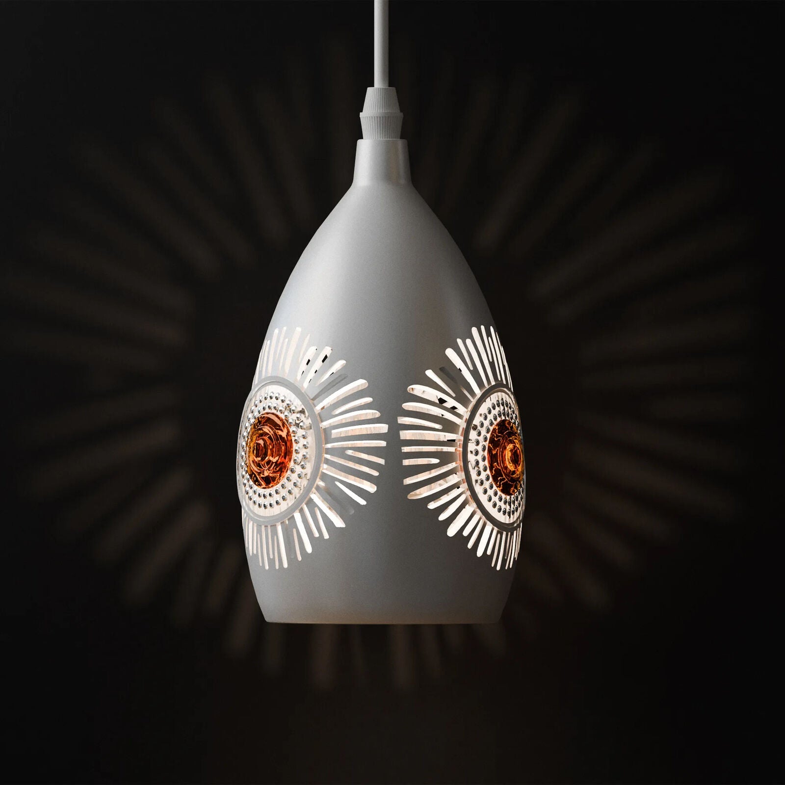 Modern White Metal E27 Pendant Light Industrial Hanging Ceiling Lamp