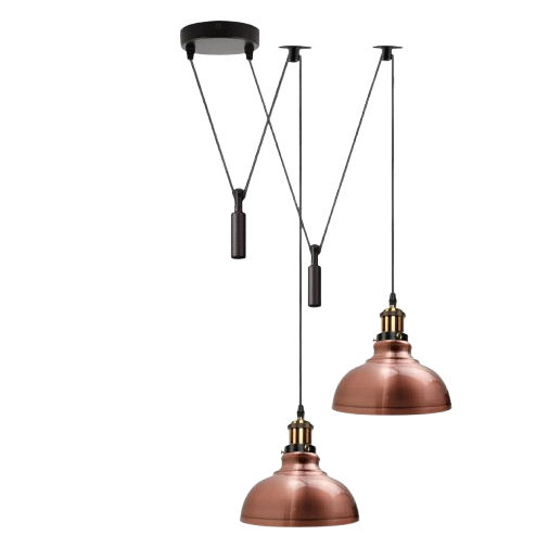 Industrial Retro Metal 2-Head Ceiling Pendant Spider Light, Adjustable E27 Base