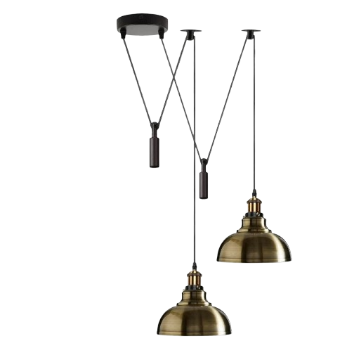 Industrial Retro Metal 2-Head Ceiling Pendant Spider Light, Adjustable E27 Base
