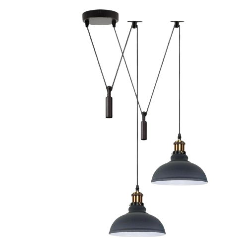 Industrial Retro Metal 2-Head Ceiling Pendant Spider Light, Adjustable E27 Base