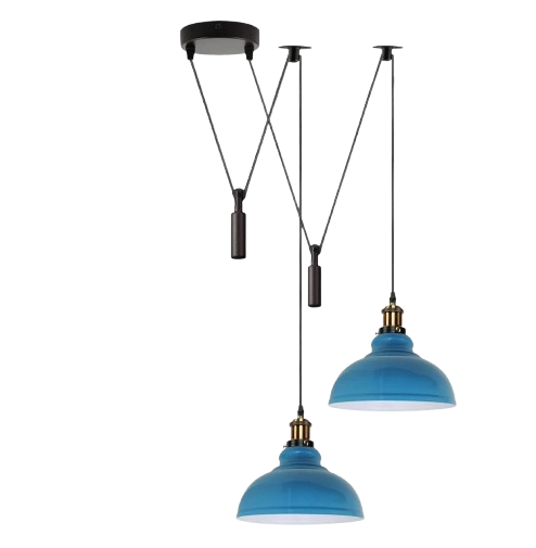 Industrial Retro Metal 2-Head Ceiling Pendant Spider Light, Adjustable E27 Base