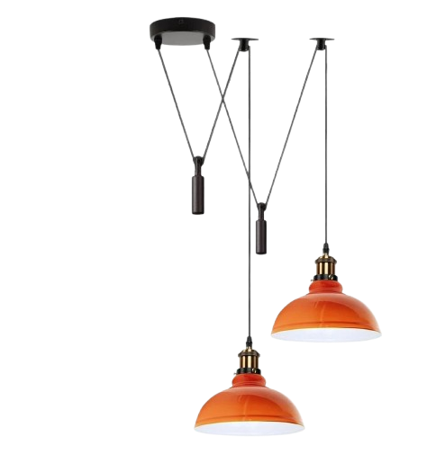 Industrial Retro Metal 2-Head Ceiling Pendant Spider Light, Adjustable E27 Base