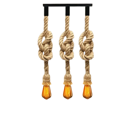 Ceiling Lights Hemp Rope 3 Head Cluster Light Hanging Pendant Lamp ~6014