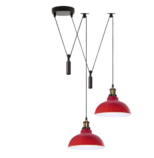 Industrial Retro Metal 2-Head Ceiling Pendant Spider Light, Adjustable E27 Base