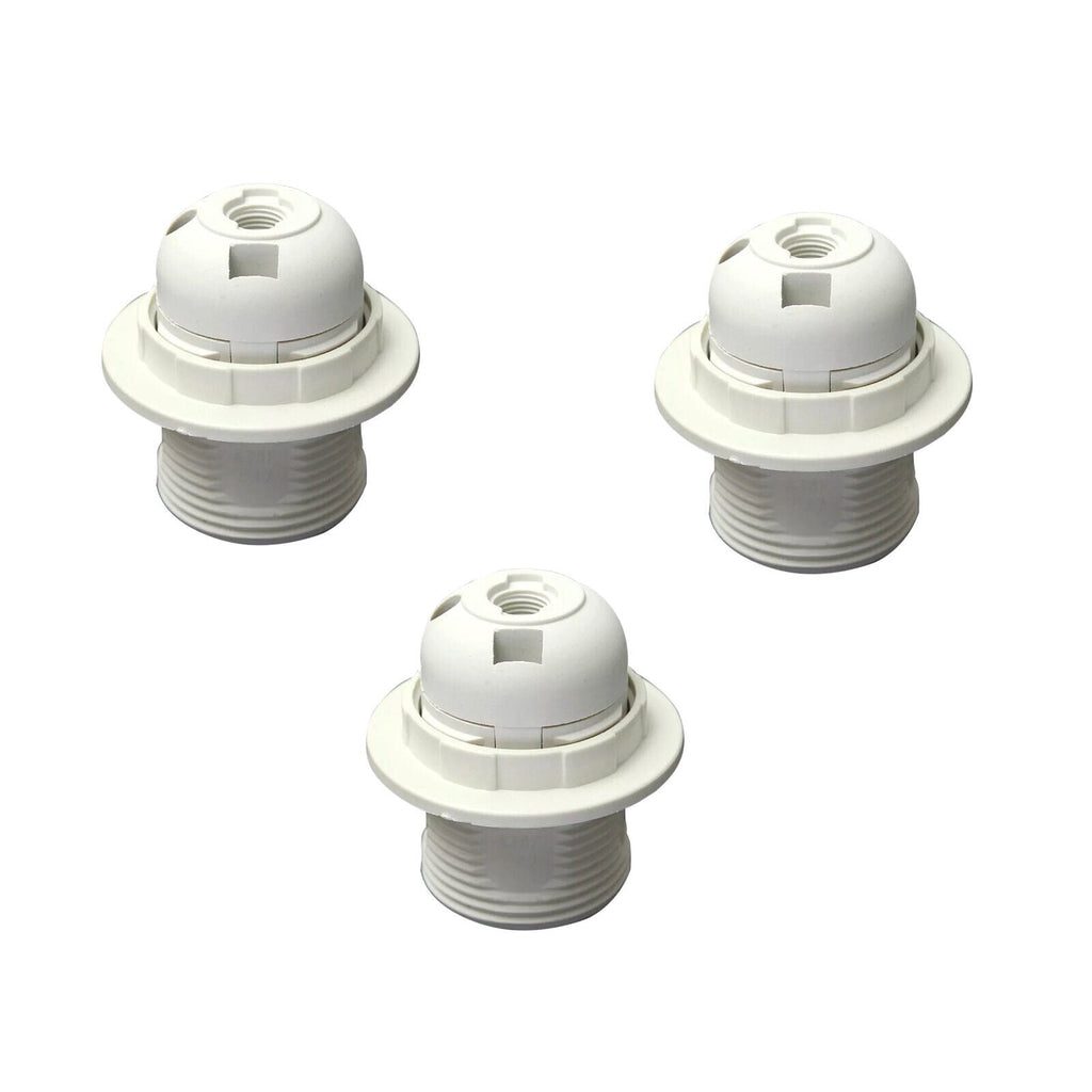 White E27 Edison Screw Pendant Lamp Holder - Vintage Style Bulb Socket