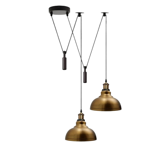 Industrial Retro Metal 2-Head Ceiling Pendant Spider Light, Adjustable E27 Base