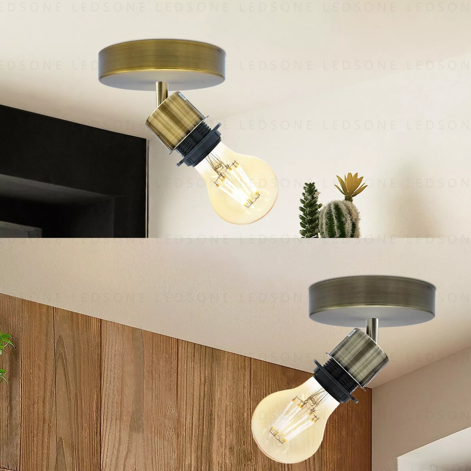Adjustable Vintage Metal Flush Mount Ceiling Wall Lamp Fixture E27 Bulb