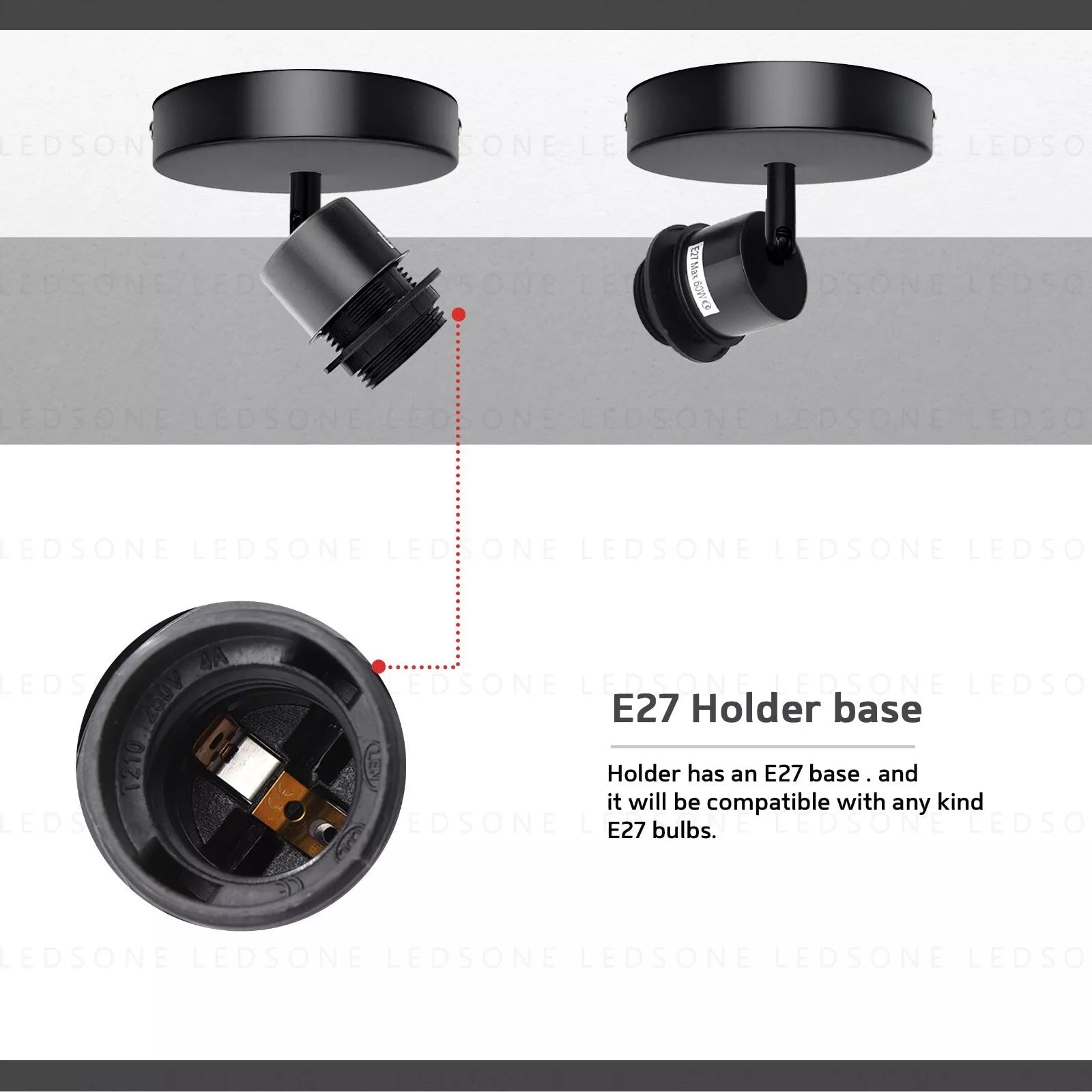 Adjustable Retro Industrial LED Flush Mount Ceiling Wall Light Fixture, E27