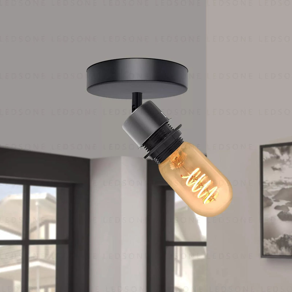 Adjustable Vintage Industrial Metal LED Flush Mount Ceiling Wall Light Fixture