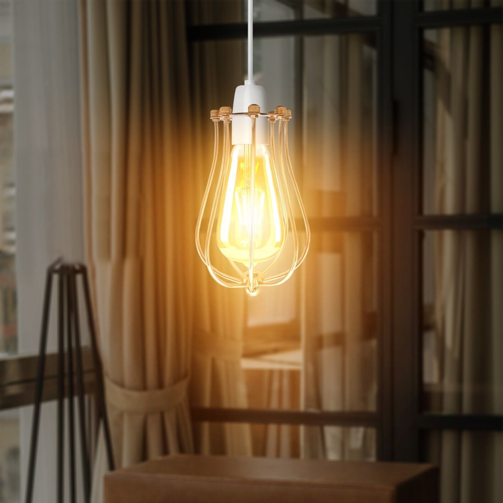 Vintage Industrial Metal Cage Pendant Lamp Shade Easy Fit Refurbished Lighting