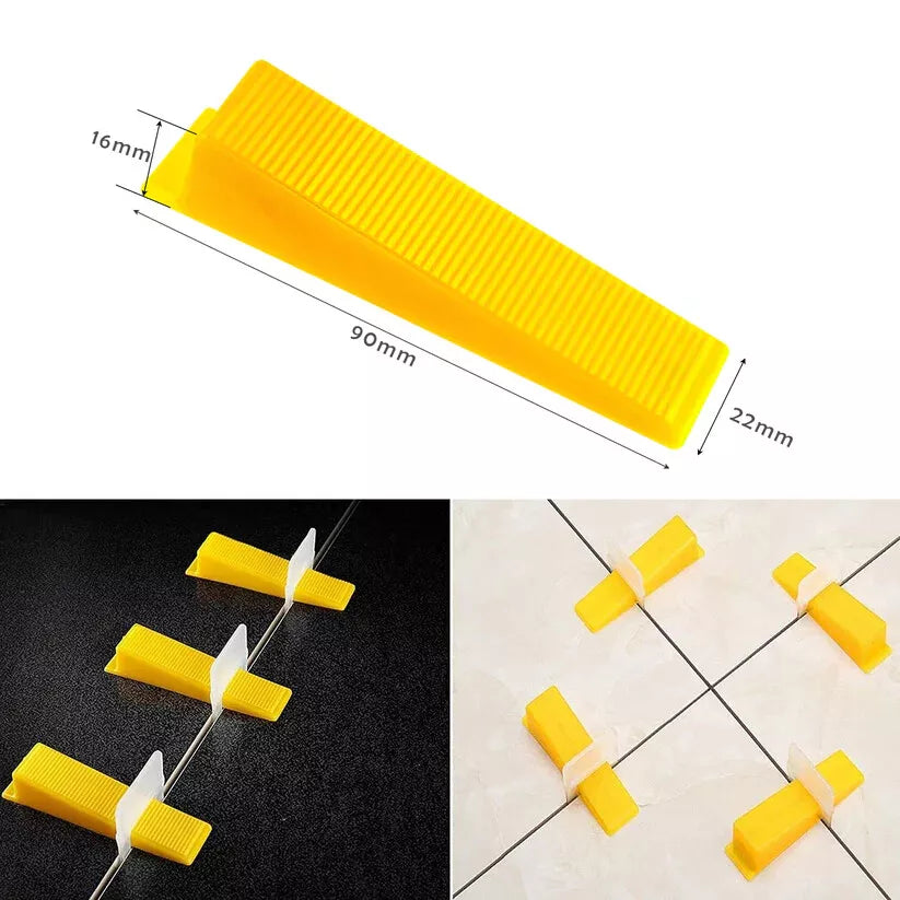 100 Reusable Tile Leveling Wedges Spacers for Flawless Floor & Wall Tiling