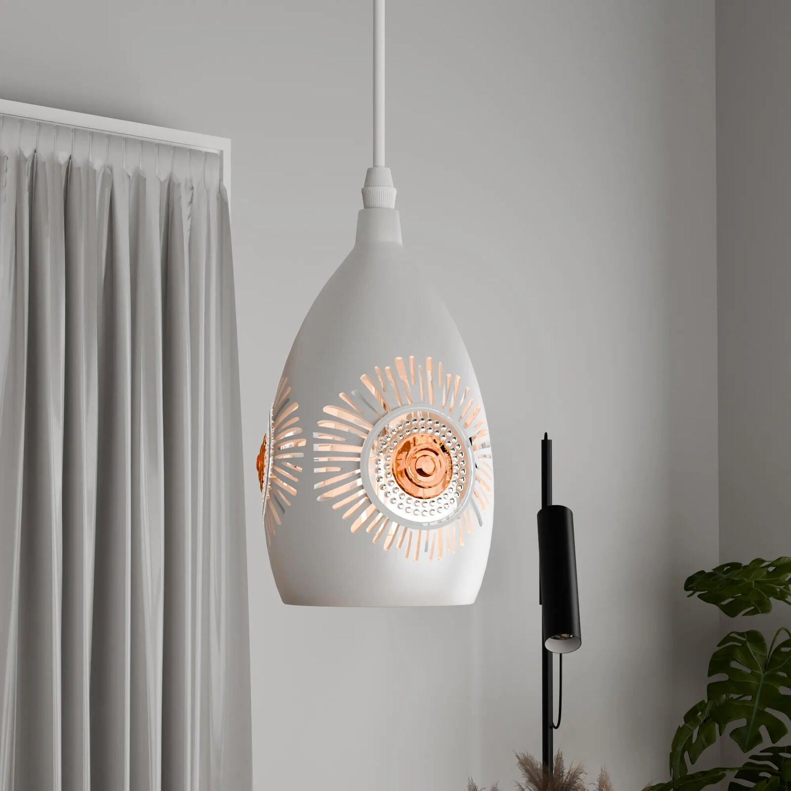 Modern White Metal E27 Pendant Light Fixture - Stylish Ceiling Hanging Lamp