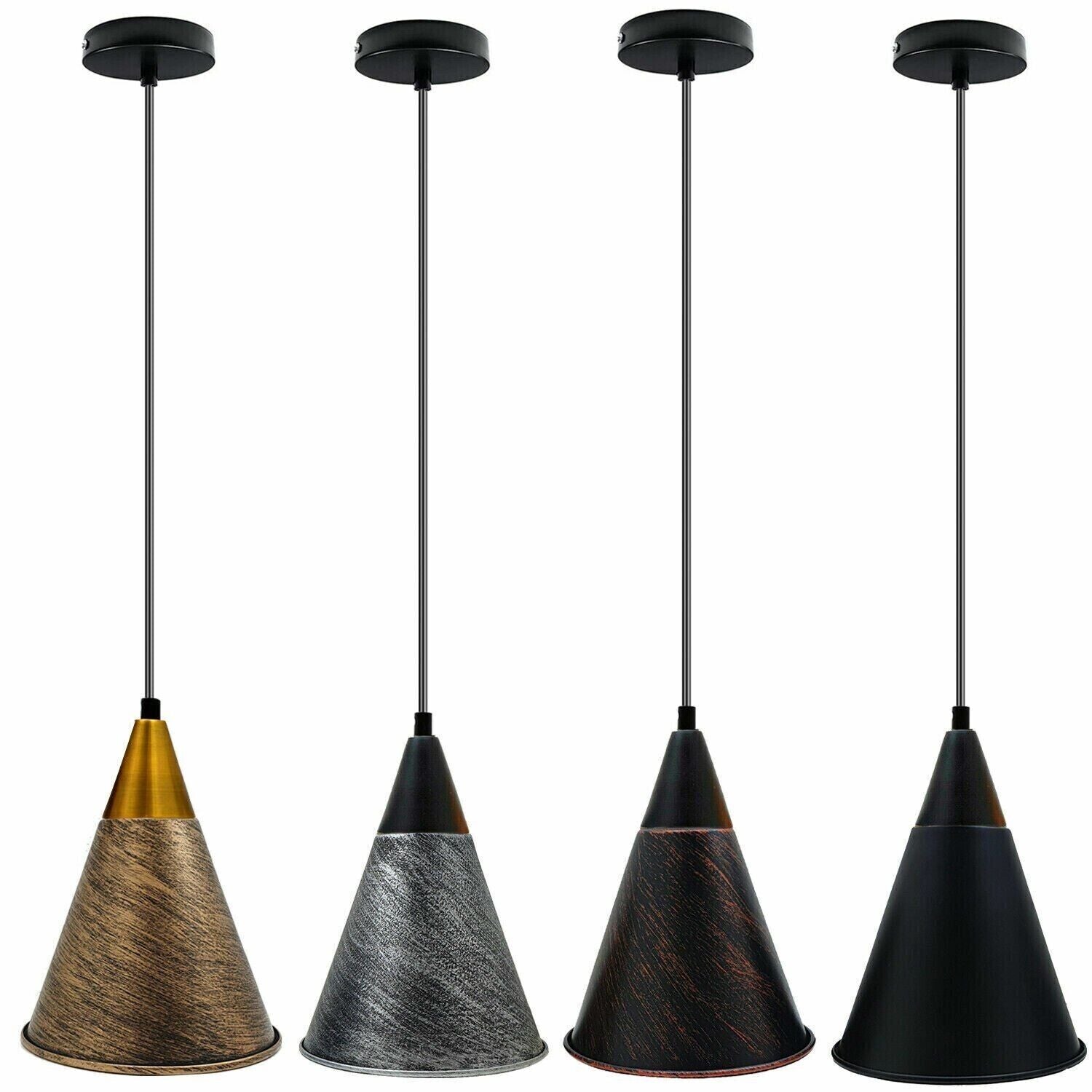 Industrial Vintage Metal Pendant Ceiling Light Fixture, Adjustable Wire, E27 Base