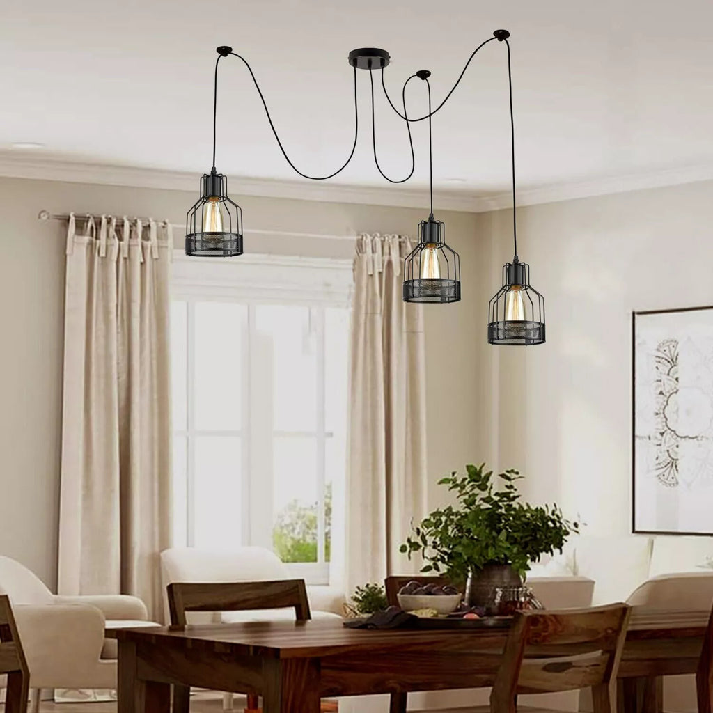 Industrial Black Spider Pendant Light Fixture with Multiple Heads for Modern Ceilings