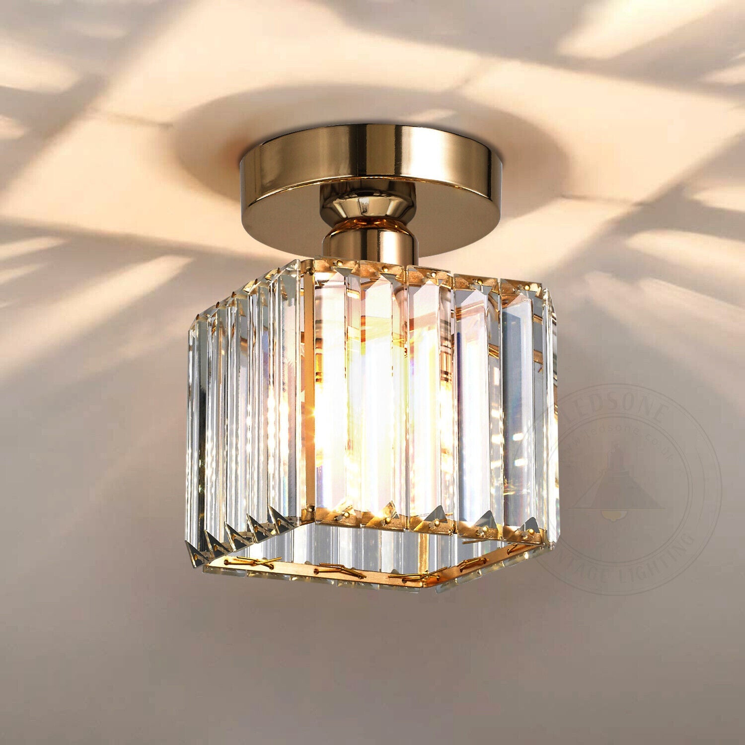 Modern K9 Crystal  Semi Flush Mount Square Ceiling Light ~6037