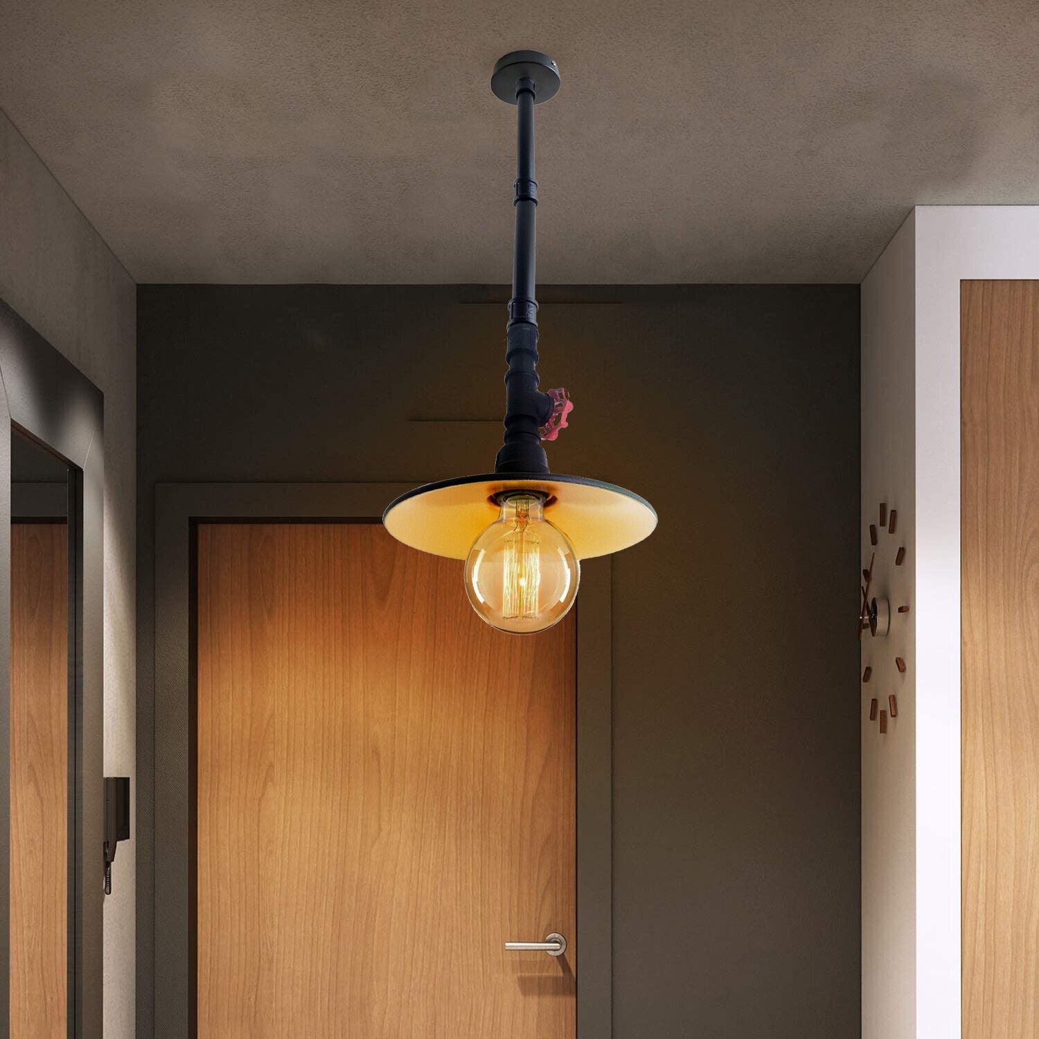 Industrial Galvanized Metal Pendant Light, Steampunk Farmhouse Ceiling Lamp