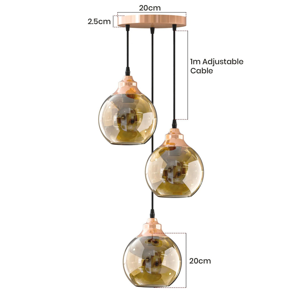 Luxury Modern 3-Light Glass Teardrop Pendant Chandelier Lighting Fixture