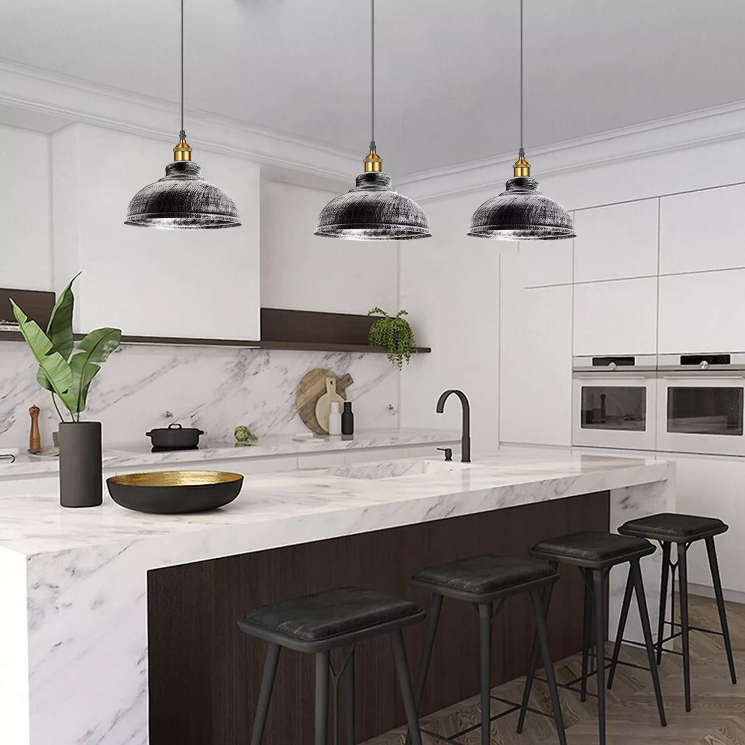 Modern Industrial Dome Pendant Light with Adjustable E27 Metal Shade